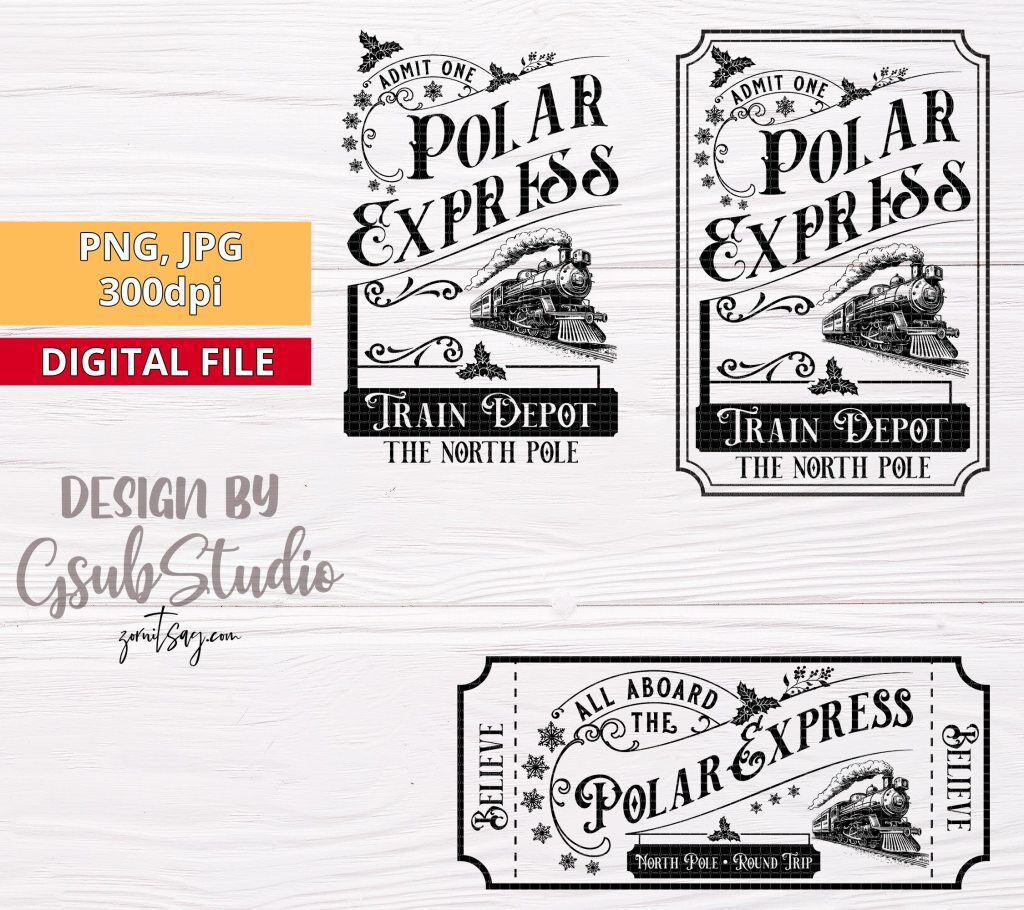 Polar Express PNG sublimation design Polar Express ticket