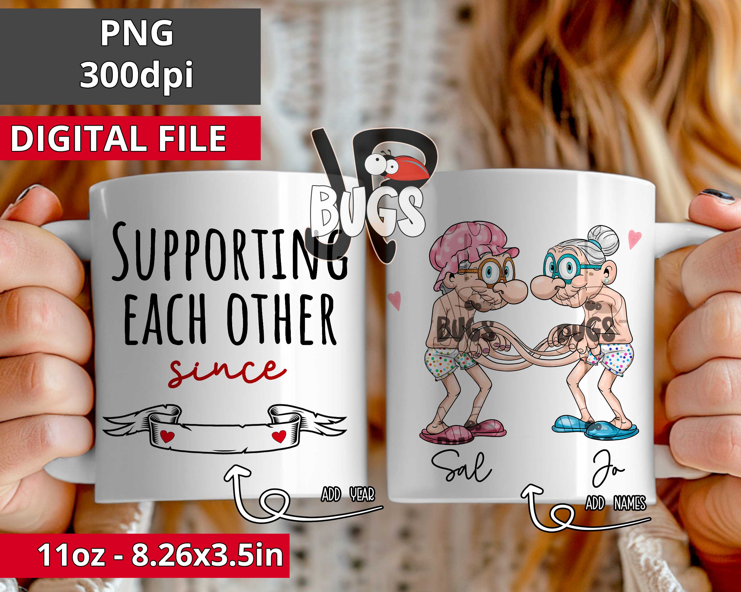 Personalized Supporting each other funny couple mug 11oz 15oz bundle PNG sublimation design Digital only, sublimation design sublimation template