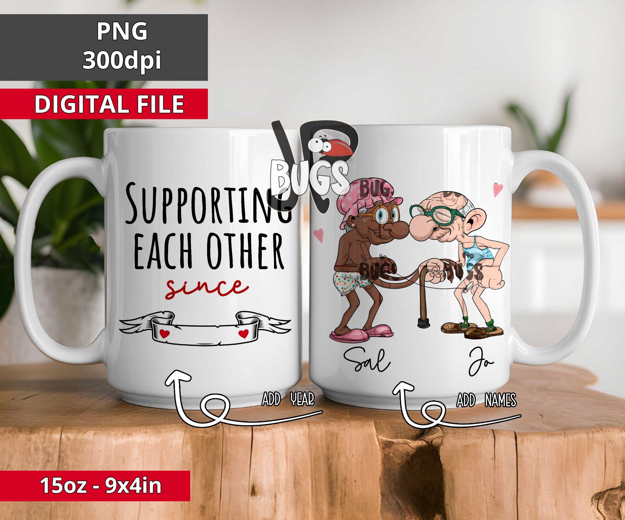 Personalized Supporting each other funny couple mug 11oz 15oz bundle PNG sublimation design Digital only, sublimation design sublimation template